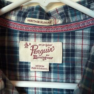 Original Penguin Heritage Slim Fit Plaid Shirt - Blue